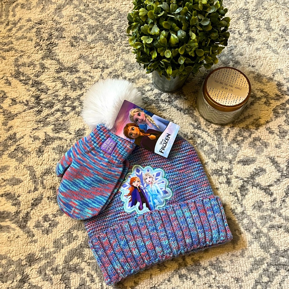 Girls Frozen Hat & Mittens